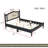 Wooden Platform Bed With Natural Rattan Headboard, Vintage Bed Frame With Wooden Slat Support-1686031963-1686031962