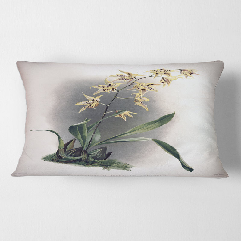 Fleur d'orchidée rétro - coussin décoratif imprimé traditionnel