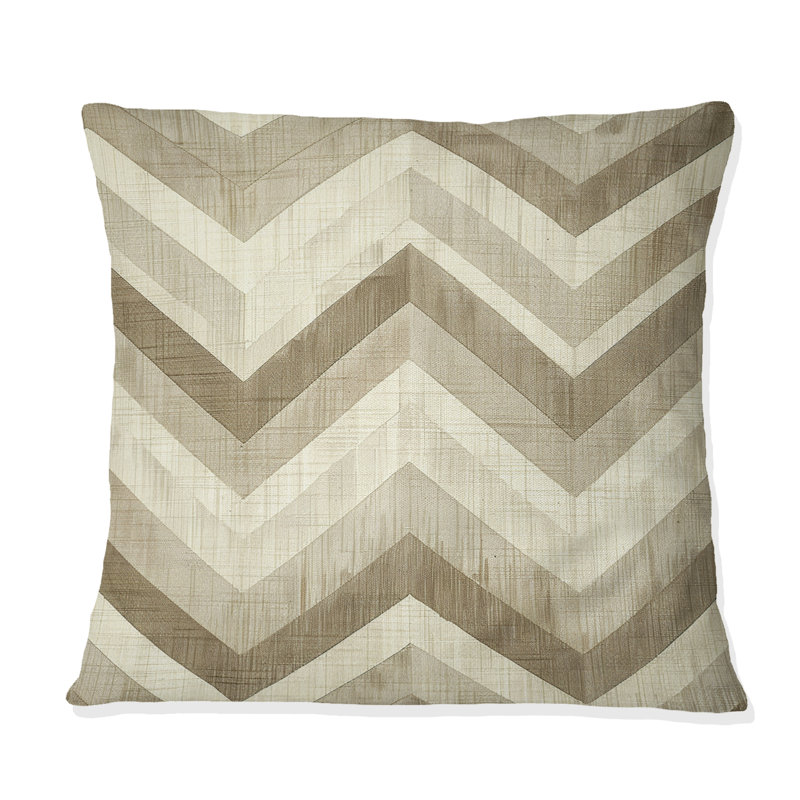 Coussin Beige Chevron Dreams III - Modern, H 18 po x l 18 po