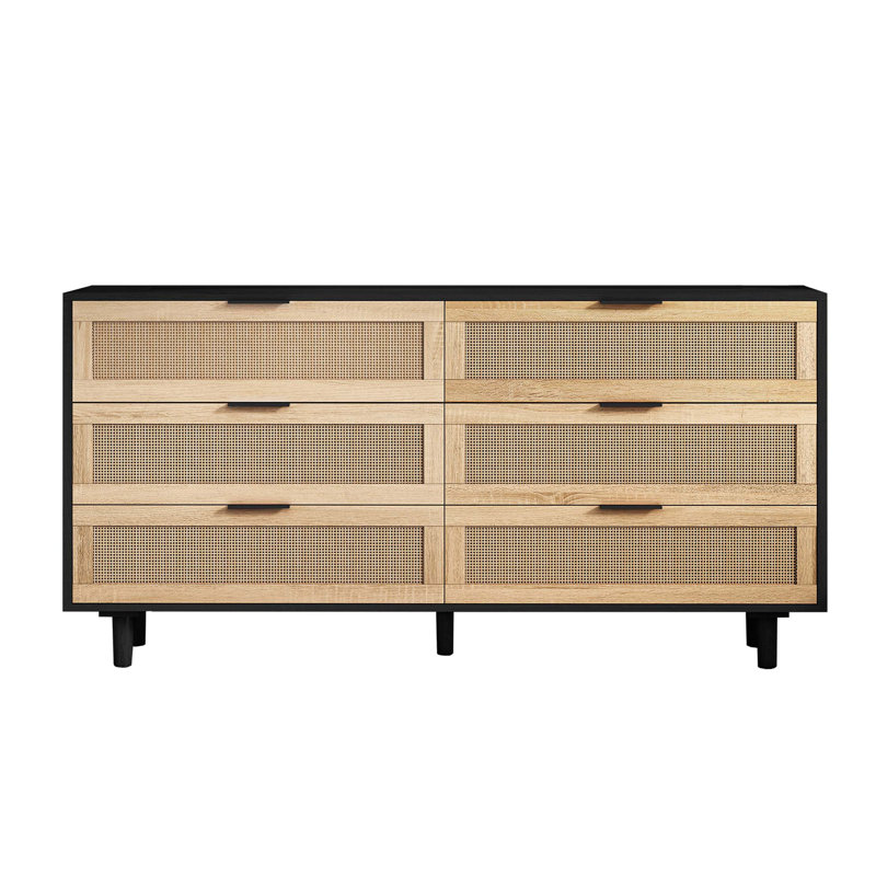 Armoire de rangement en rotin à 6 tiroirs avec tiroir, pour chambre à coucher et salon
