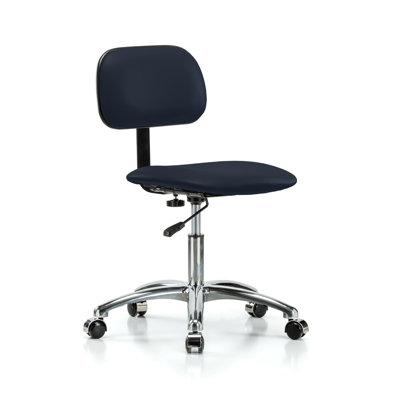 PERCH Chrome Lab Chair with Adjustable Backrest | Desk Height 17-22"