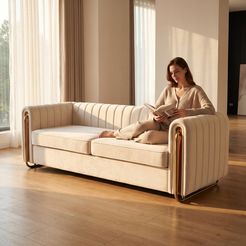 Canapé 84,4 po, Velours beige