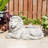 20"L Zen-Style Lying Lion Polyresin Outdoor Fountain With Pump And LED Light (KD)