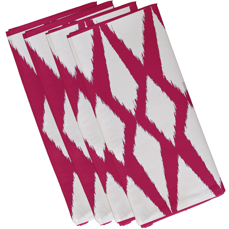 Figaro Polyester Geometric Square Napkin, 18" W x 18" L, Fushia