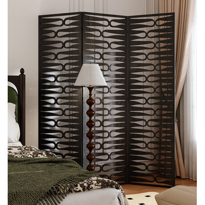 Paravent de chambre à coucher pliable en bois massif de style Mid-Century