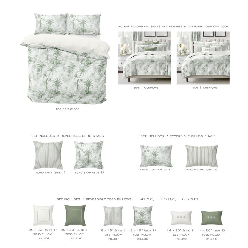 Palmora Sweet Grass, Queen Duvet Cover + 7 Additional Pieces