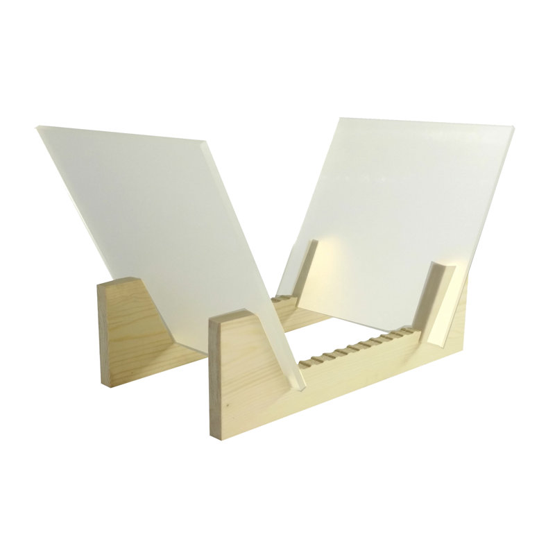 Vinyl Record Storage Album Display Holder LP Organizer Tabletop LP Stand Pine Base, White