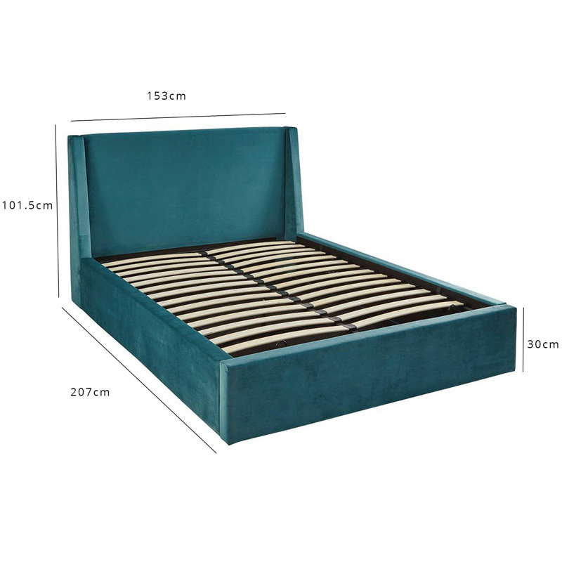 Jayne Upholstered Ottoman Bed, Blue, Double (4'6)