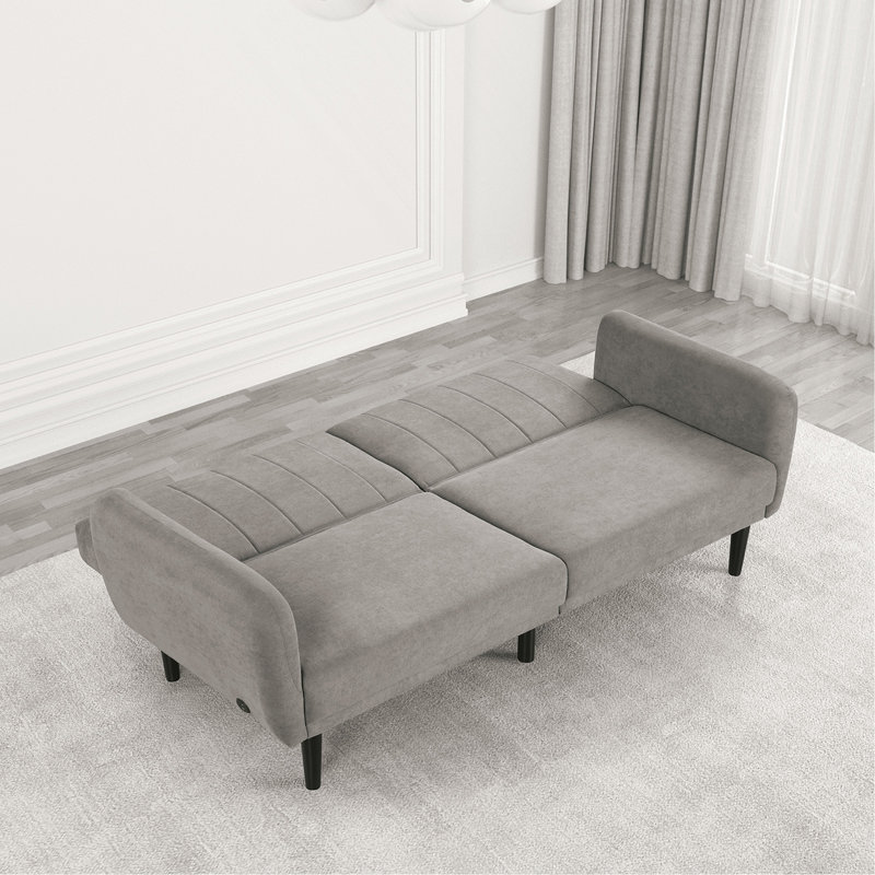 Le canapé de futon de couleur grise se transforme en lit capitonné en fer avec dossier à pattes de support de canapé 1pc