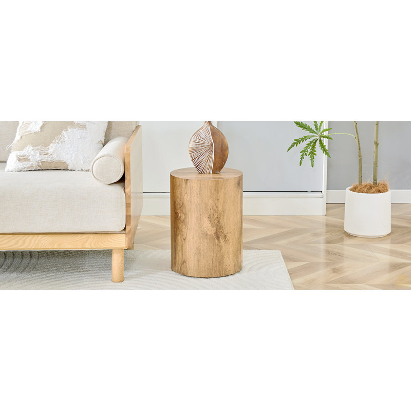 Table basse cylindrique à grain de bois
