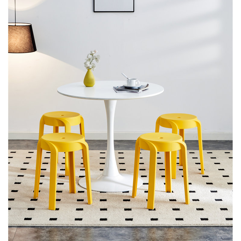 Of 6 Round Plastic Stools, Multi-Color Options, 3.3Lb Weight, 25Lb Package, Versatile Use, Mustard Seating - Stable And Secure