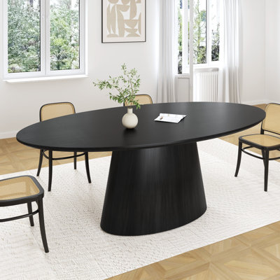 72"×37"W×30"H Oval Wood Pedestal Dining Table