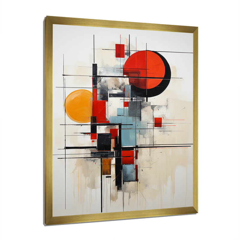 Isayah Red Suprematism Reduction III sur toile, H 20 po x l 12 po x P 1 po, Encadrement doré