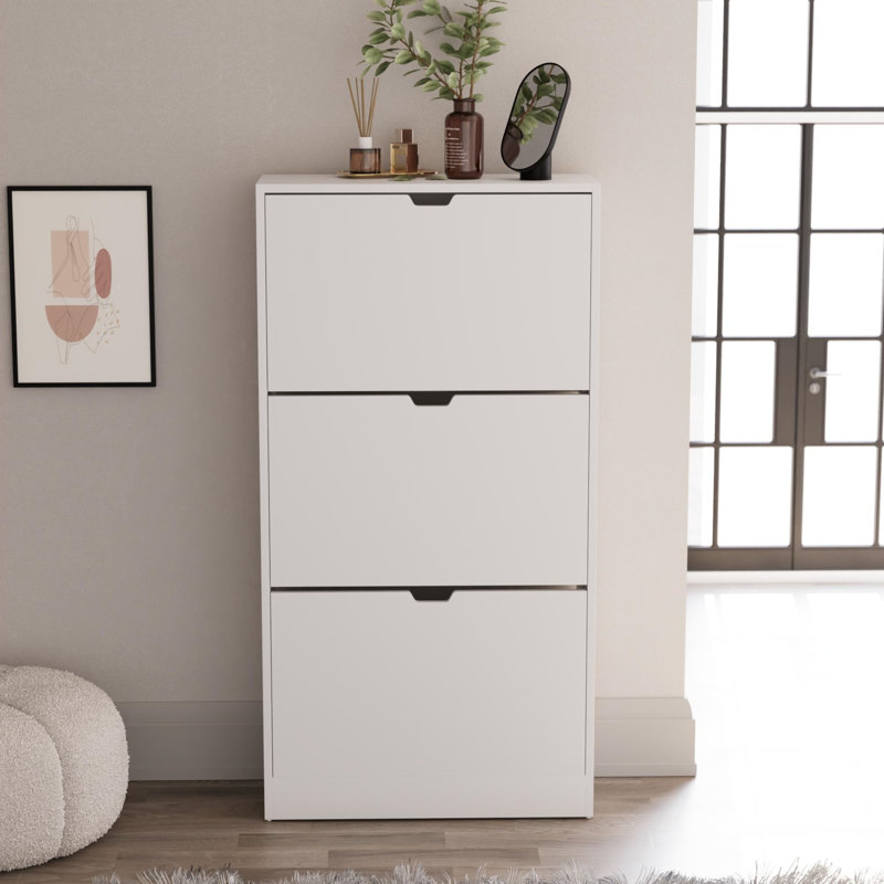 18 Pair Shoe Storage Cabinet, White