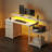 Writing Desk With Led & Power Outlet, Computer Desk With 4-tier Fabric Drawers, Reversible Corner Desks With Large Monitor Stand-898475280