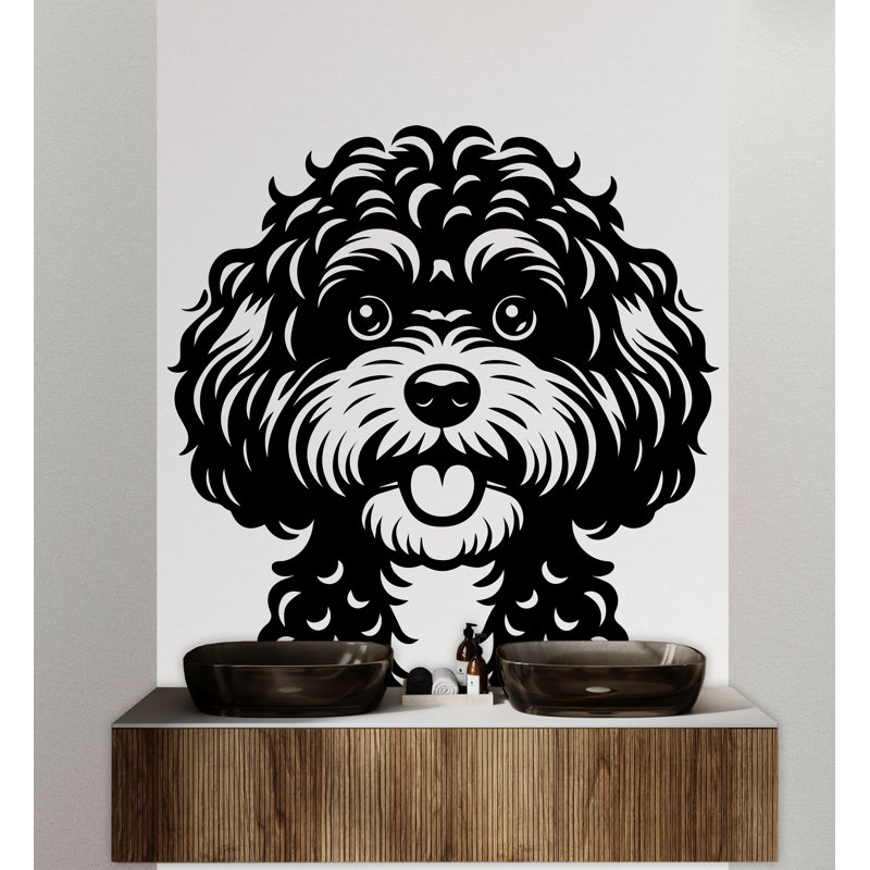 Adhésif décoratif pour chien Cavapoo, décor de chien, chien, art mural, amoureux des animaux, chien, salle de bain, autocollants muraux, vinyle, autocollants, vinyle