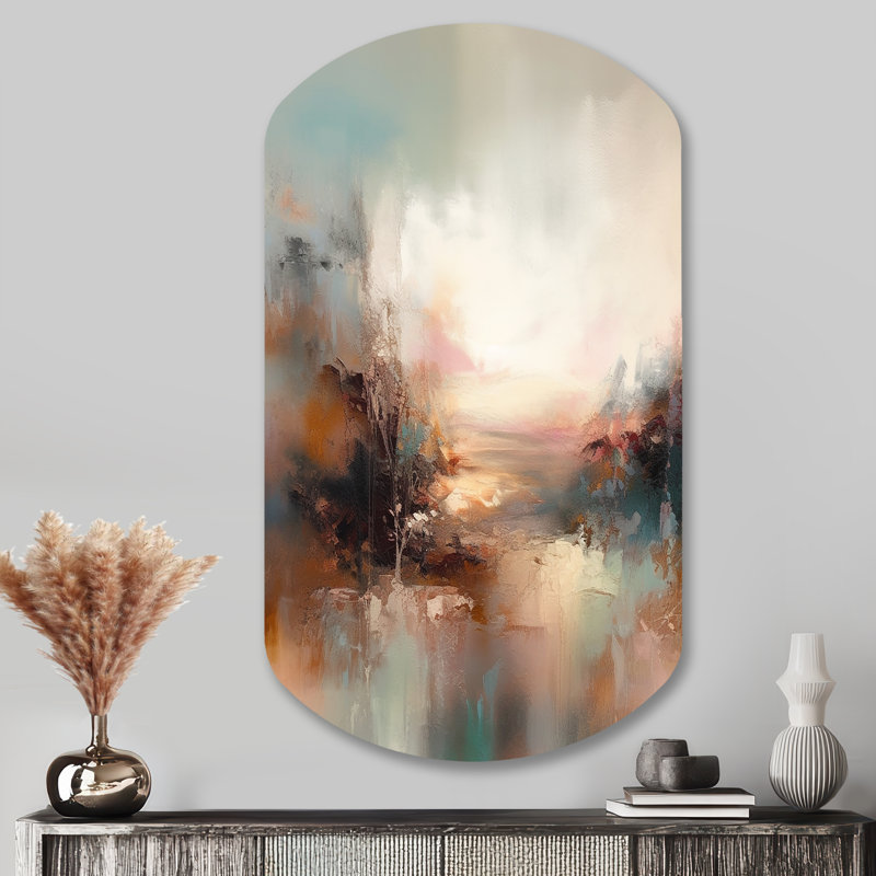 «Brown Abstracted Nature I - Landscape», reproduction d'art asymétrique moderne, H 43 po x l 23 po x P 1 po