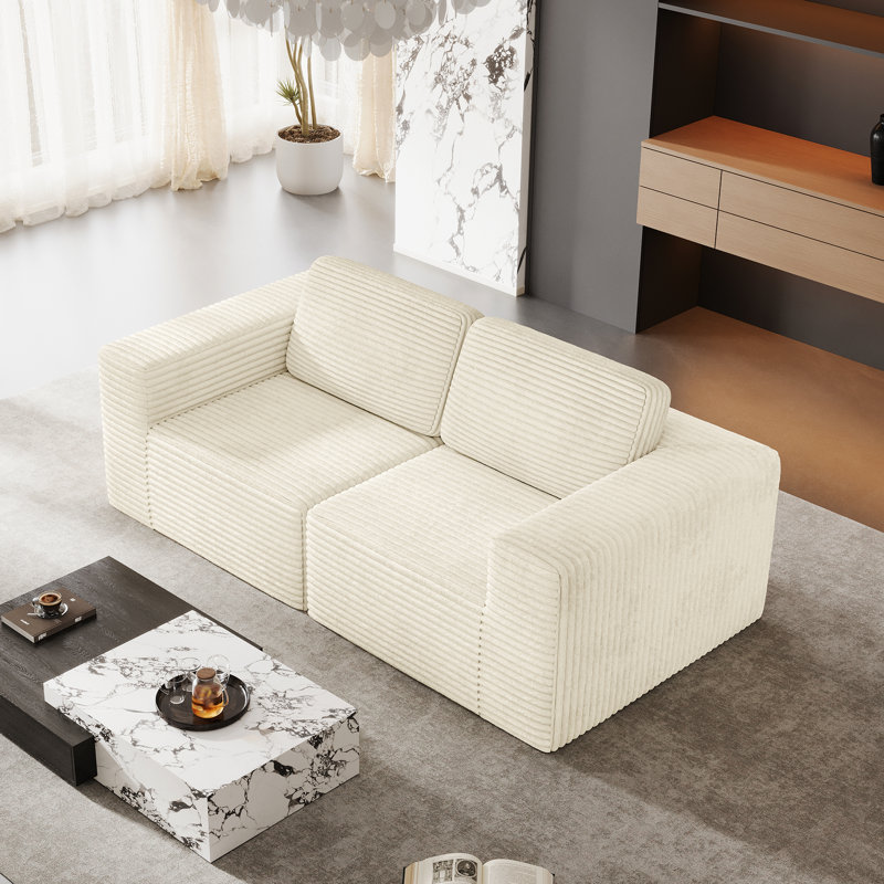 2 Seater Corduroy Sofa, Beige