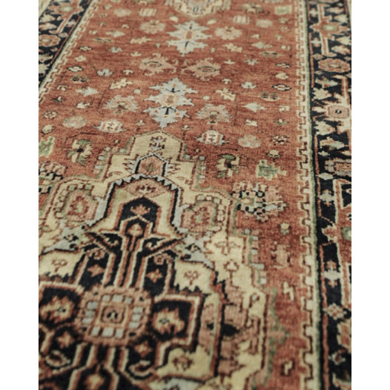 Hand-Knotted High-Quality Red and Blue Runner