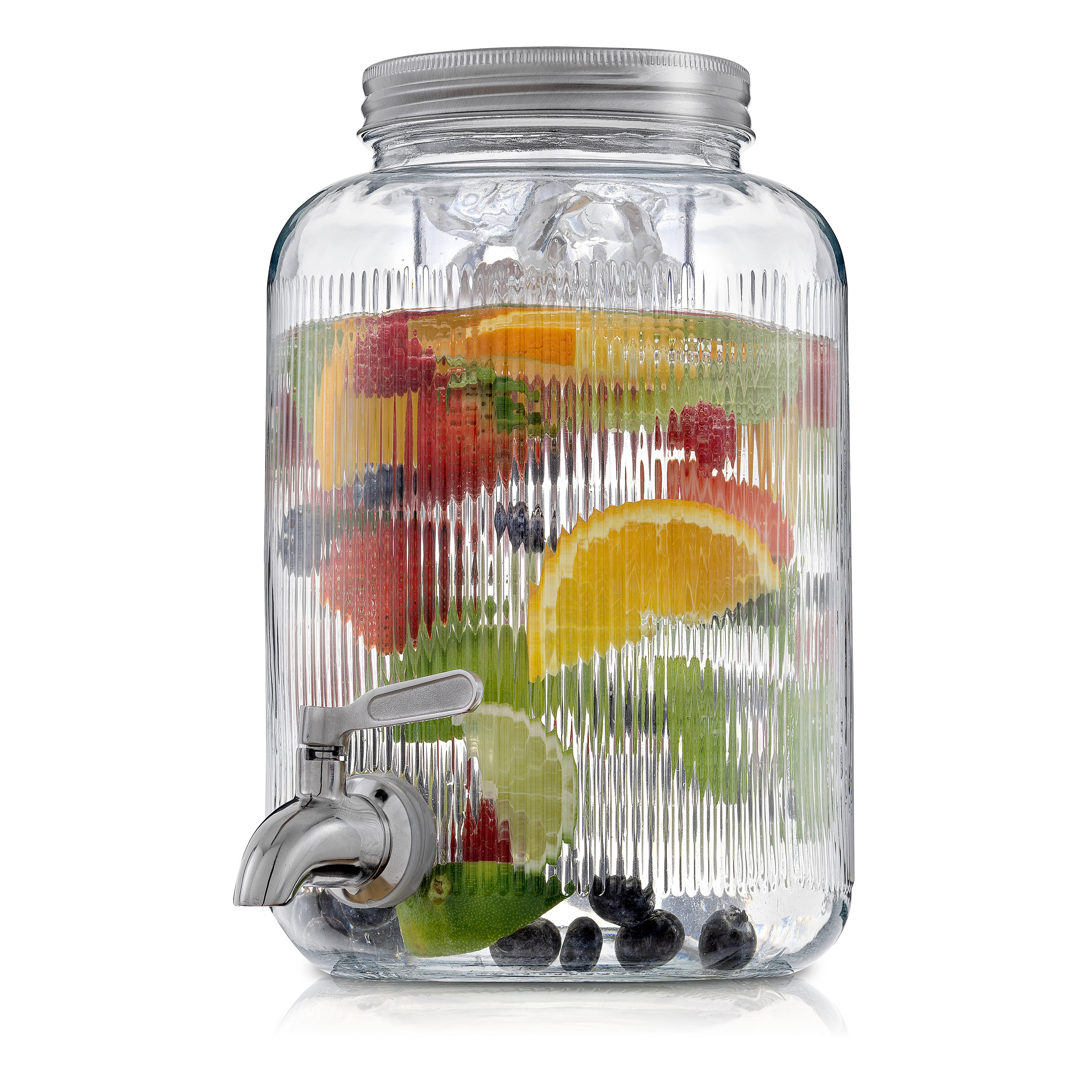 JoyJolt Glass Fluted Drink Dispenser with Spigot, Ice Infuser, & Fruit  Infuser - 1 Gallon & Reviews