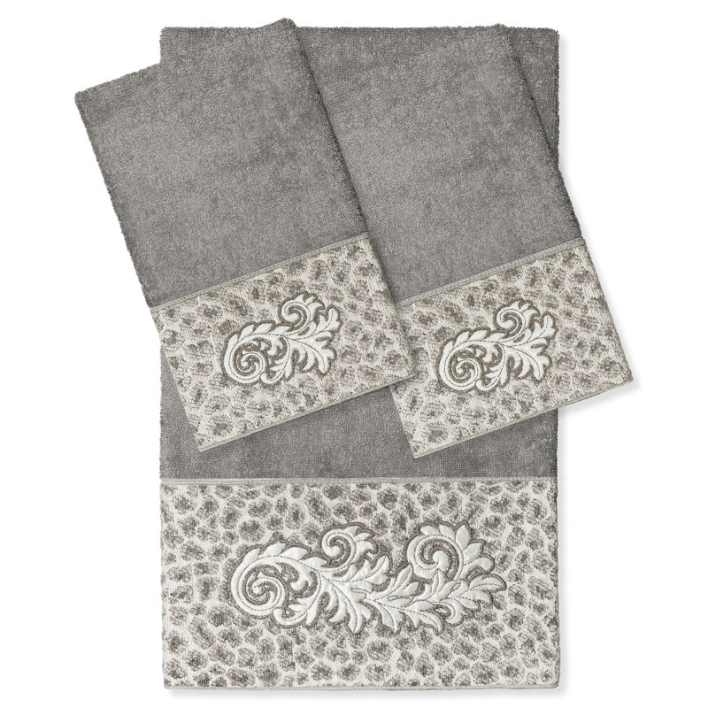  3 Piece Turkish Cotton Towel Set, Dark Gray