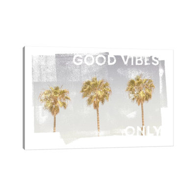 Vintage Palm Trees | Good Vibes Only by Melanie Viola - Wrapped Canvas Print