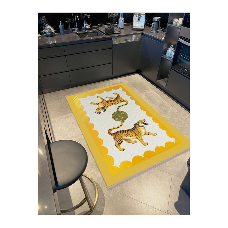 Tapis décoratif lavable à la machine moderne Rio, Sous-tapis rectangulaire de 3 pi 3 po x 4 pi 11 po