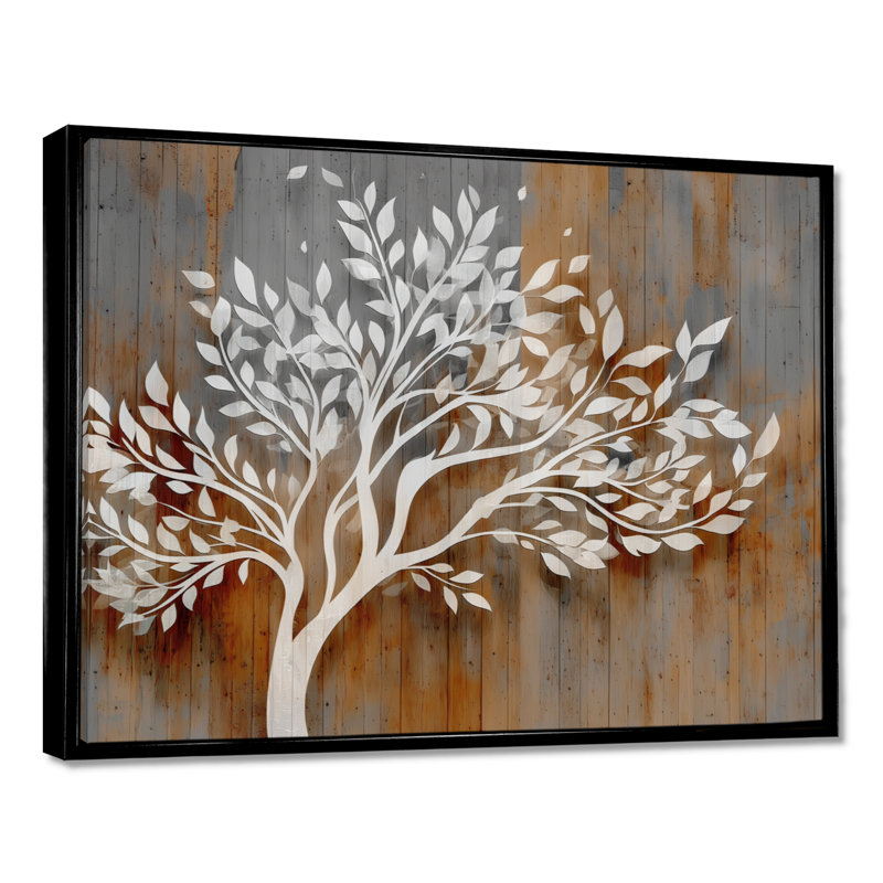 «White Tree of Life On Wood - Tree of Life», impression sur toile spirituelle blanche, H 30 po x l 40 po, Cadre flottant