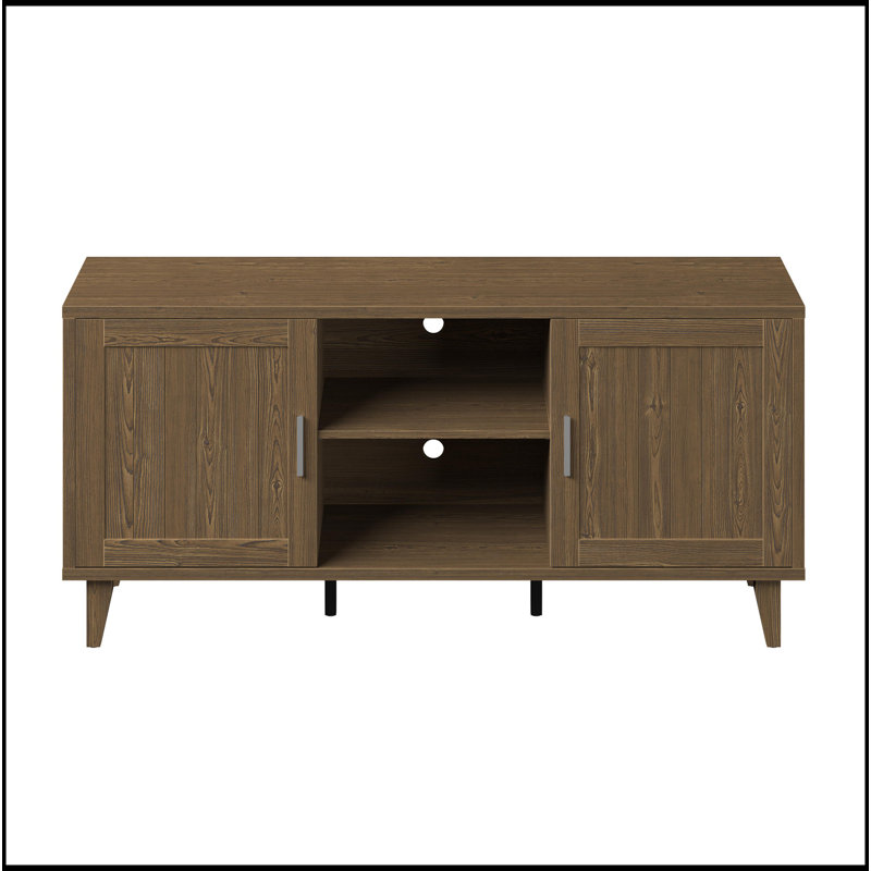 Meuble télé moderne de 60 po pour téléviseur de 65 po ou moins, finition noyer classique, Brun