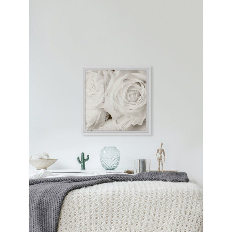 Creamy White Roses - Single Picture Frame Painting, 51 cm H x 51 cm W