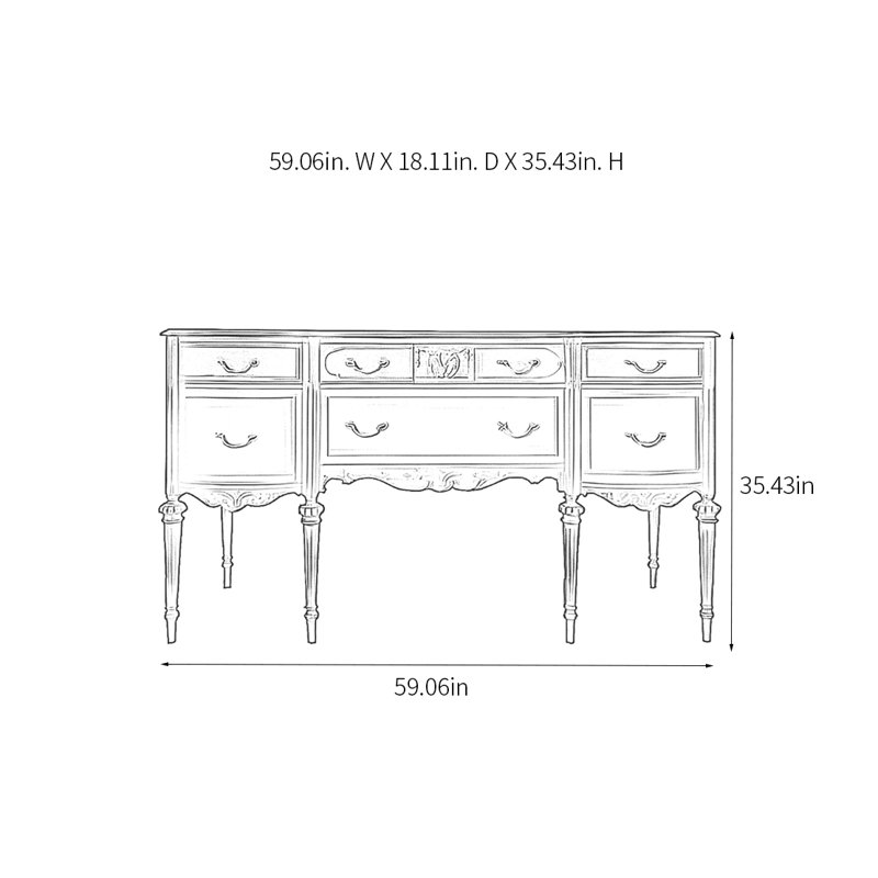 Vintage Sideboard With 2 Doors And 4 Drawers
