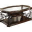 Table basse rectangulaire à 2 tablettes avec plateau en verre, finition rouge riche, revêtement en tissu doux, grande surface pour exposer des objets, base en piédestal, surface de vie principale idéale, H 20,5 po x l 51,93 po, profondeur de 32,5 po