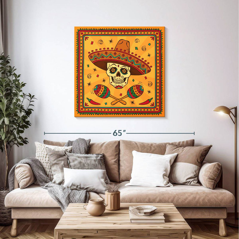 Lelend Mexican Festive Skull, 39" H x 39" W