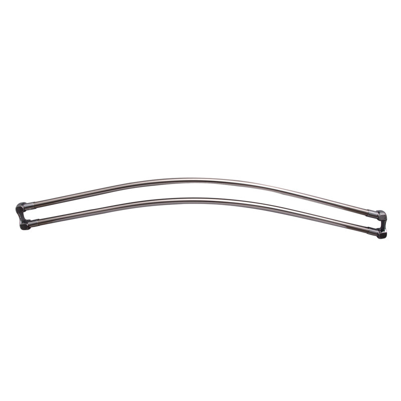 Double tringle à rideau de douche courbée réglable double L 60 po, Chrome poli