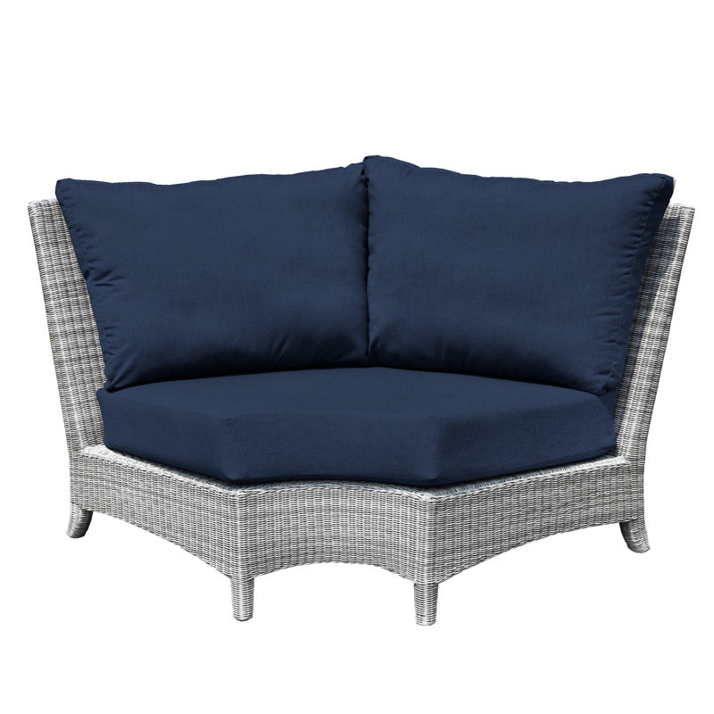 Bella Wicker Outdoor Sectional Corner Chair, Gray, Navy Sunbrella® Canvas