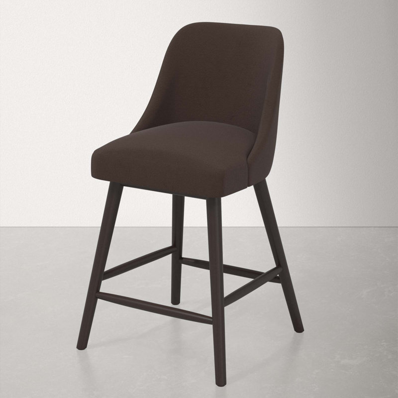 Tabouret Gallie, Espresso, Tabouret de comptoir (siège d'une hauteur de 27 p, Velours chocolat classique