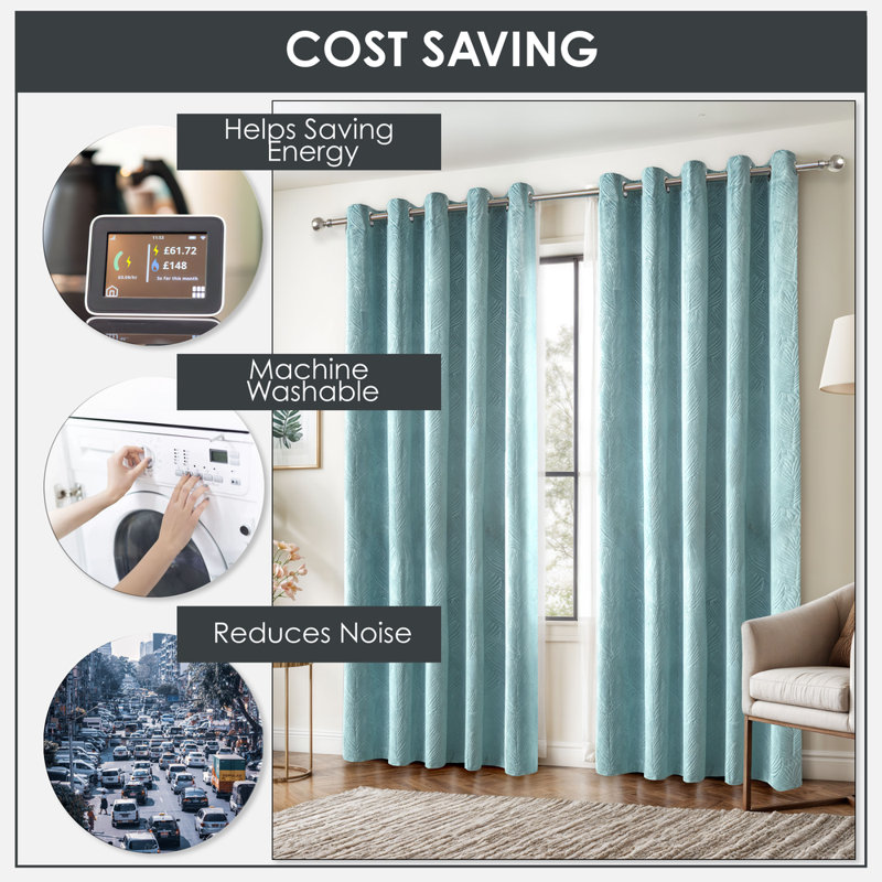 Wiburgh Blackout Curtain Panel Pair, Teal, 168cm Width x 137cm Drop