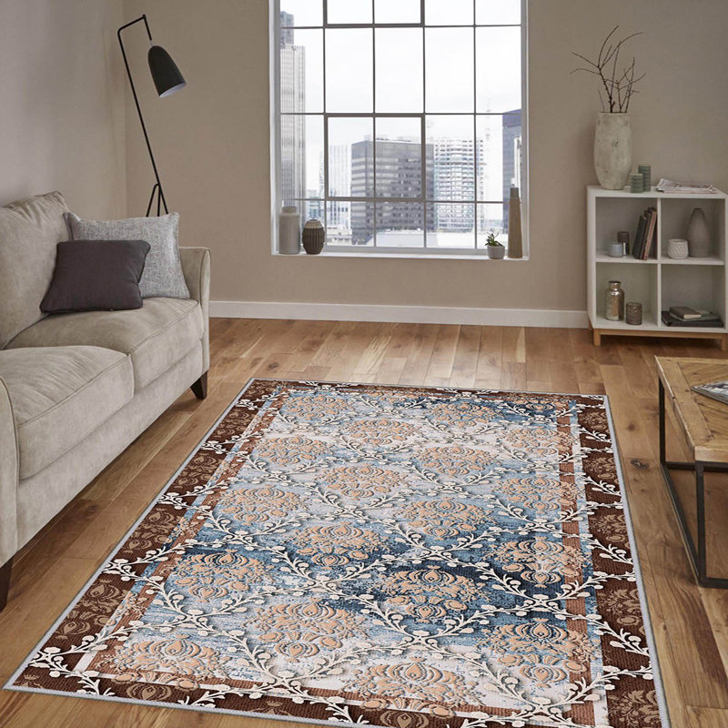 Luxurious Woven Area Rug, 5.9 x 9.2 ft, 100% Polyester, Antibacterial | Non-Slip PVC Felt Dot Underside, 0.3 in Pile Height | Machine Washable, 3D Digital Print, Perfect for Living Room & Bedroom Décor