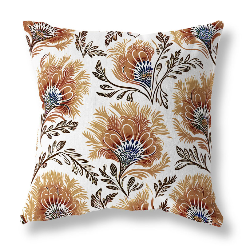 Coussin décoratif intérieur / extérieur Whimsical Wilds, H 18 po x l 18 po, Brun / blanc