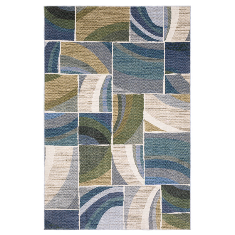 Tapis bleu / vert Holub, Tapis de couloir 2 pi 3 po x 7 pi 9 po