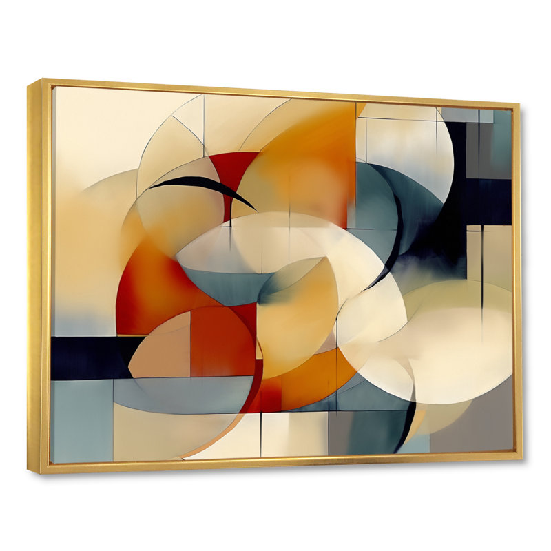 Damore Exploring Abstracted Patterns I - geometric canvas Print, 30" H x 40" W x 1.5" D, Gold Floater Framed