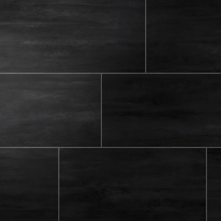 Black Concrete Look 12 in. x 24 in. Porcelain Floor and Wall Tile (15.50 sq. ft./Case)