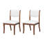 Ensemble de 2 chaises de salle à manger rembourrées Finish - Élégantes chaises d'appoint traditionnelles en tissu avec lignes courbes, structure en bois massif