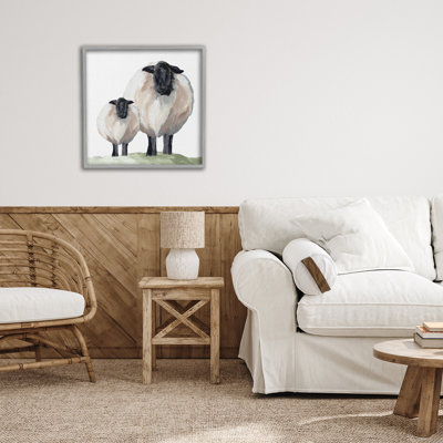 Sheep And Lamb Portrait Framed Giclee, design by Michele Norman