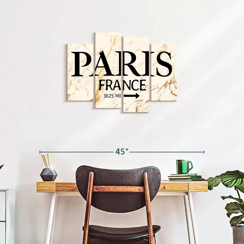 «Paris Marble Signage», ensemble de 4 reproductions sur toiles par Enchanté Designs, H 22 po x l 36 po x P 1 po