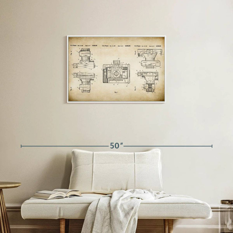 Automatic Focus Camera Patent, 31" X 21", Floating Frame White