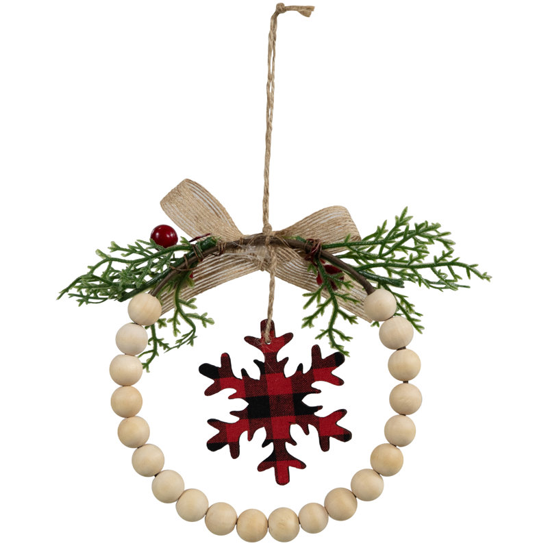Ornement de Noël en forme d'arbre et d'arbre à carreaux Buffalo - 5,5 po, Beige