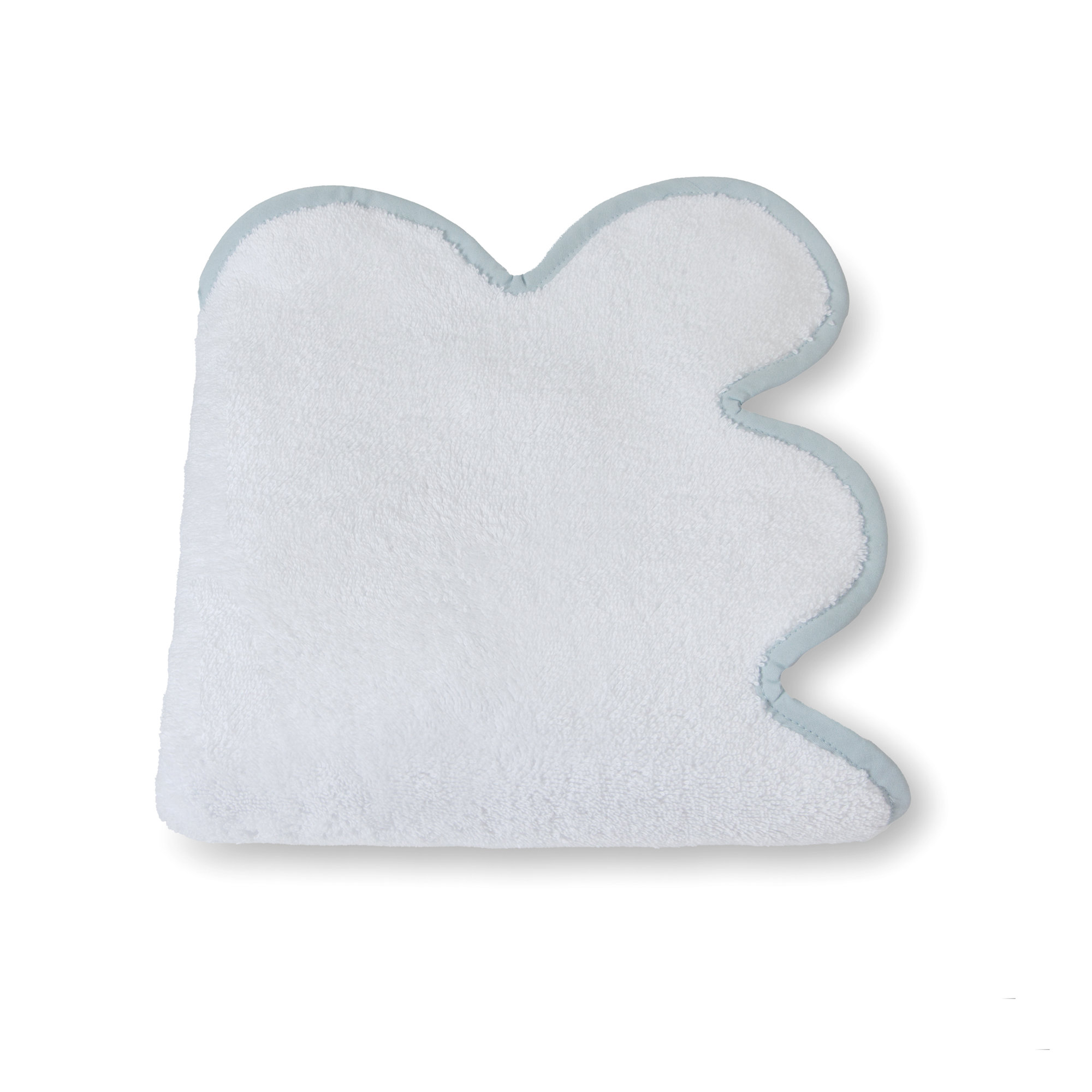 Scalloped Hand Towel, White/Light Gray