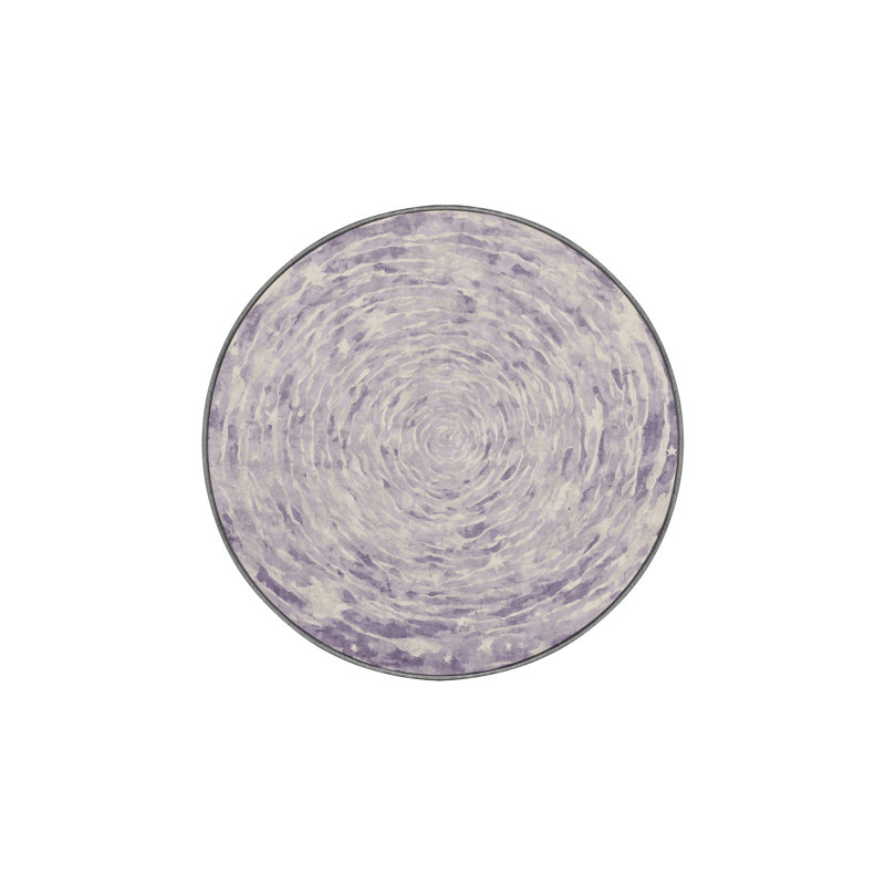 Tapis gris soyeux et moelleux, Rond 4 pi