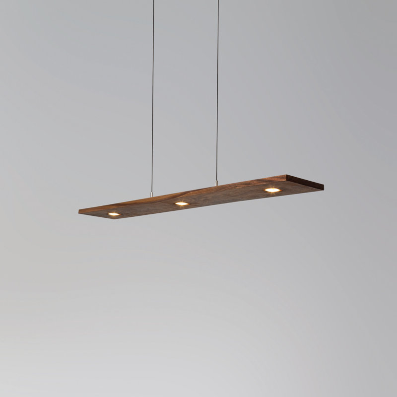 Vix Dimmable LED Pendant, 3500K, 0.75" H x 34" W x 8" D, Oiled Walnut